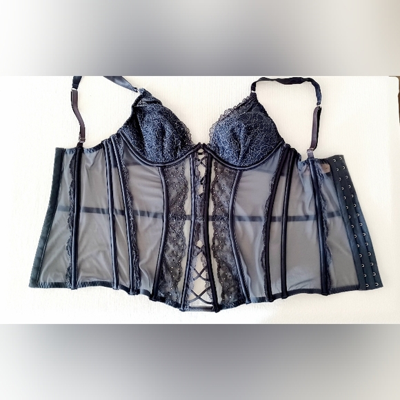 NWT Victoria's Secret Fearless Criscross Front Crystal Gray Corset Busti… - Picture 8 of 16